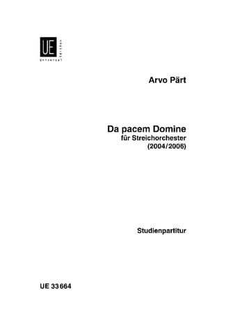 Da pacem Domine - PÄRT - Partition - Grand format