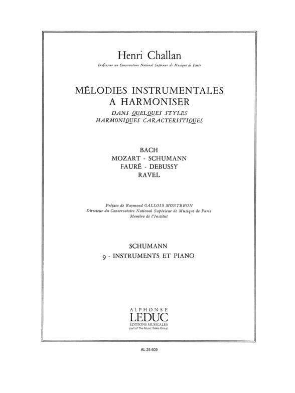 Melodies Instrumentales à Harmoniser Henri Challan Partition