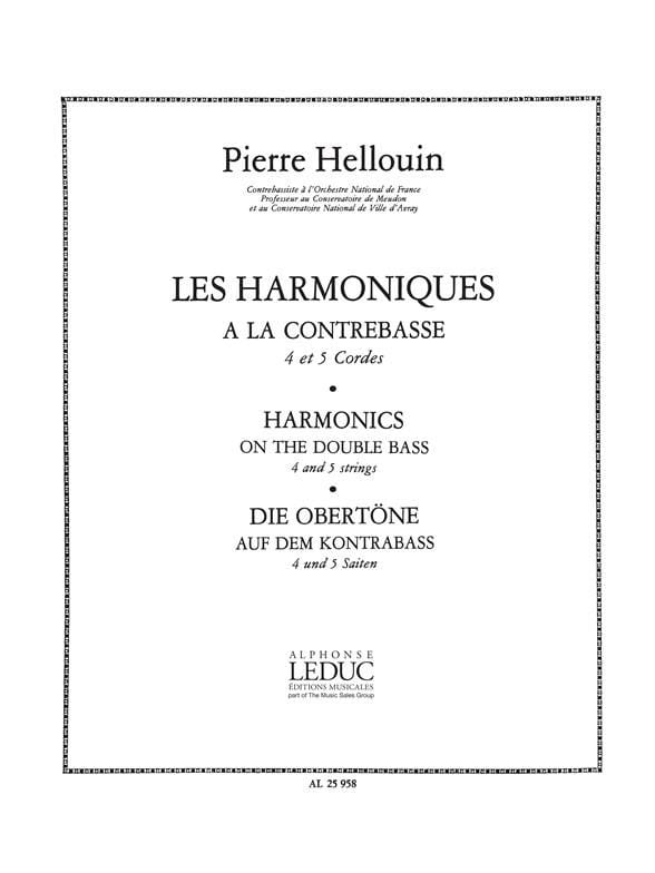 Harmoniques à la contrebasse Pierre Hellouin Partition Contrebasse