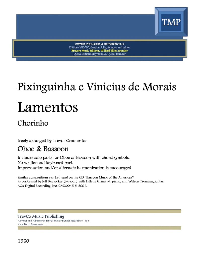Lamentos - Oboe/Bassoon e Vinicius de Morais Pixinguinha Partition
