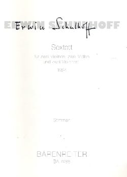 Sextet Erwin Schulhoff Partition Sextuors