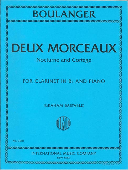 2 Morceaux Lili Boulanger Partition Clarinette