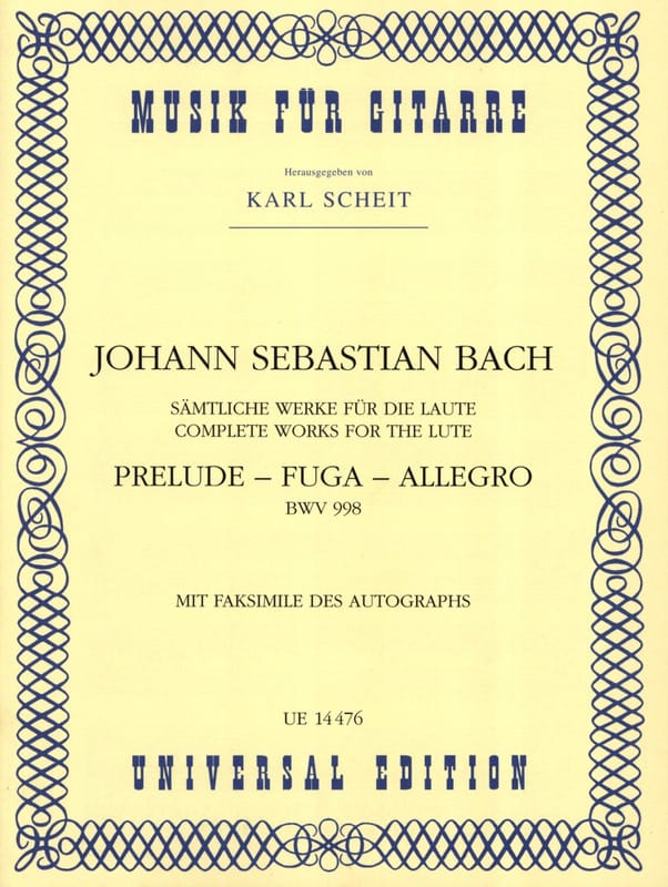 Prelude - Fuga - Allegro BWV 998 - Gitarre BACH Partition Guitare