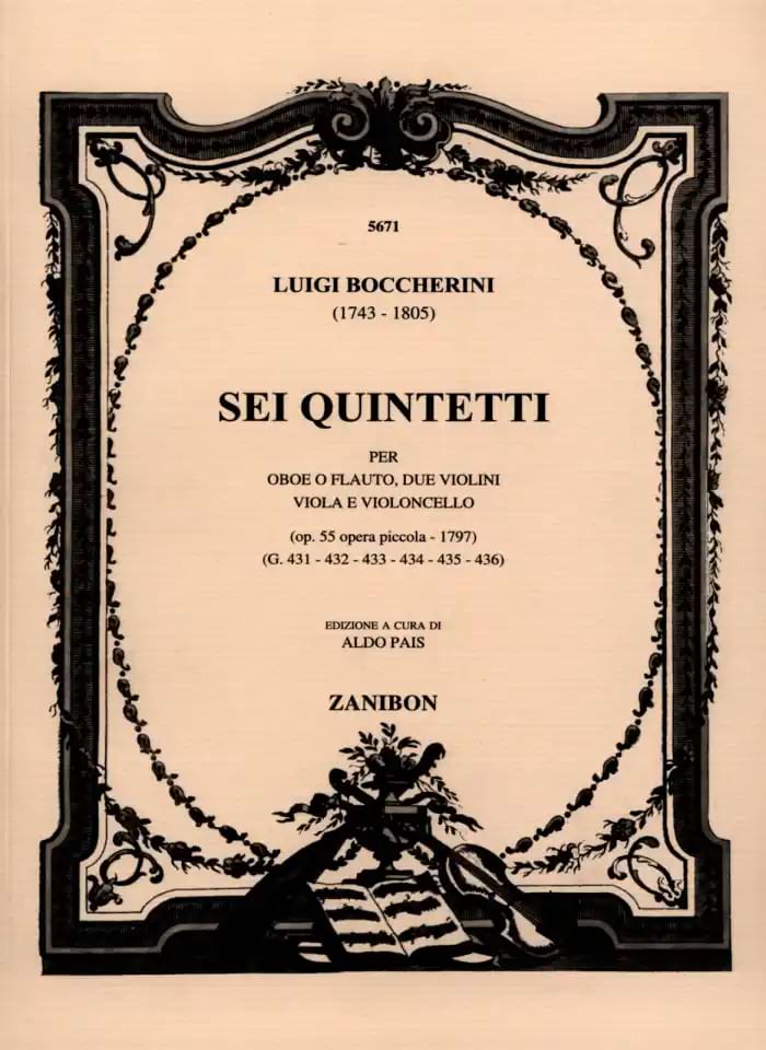 Sei quintetti op. 55 G. 431-436 BOCCHERINI Partition Grand format
