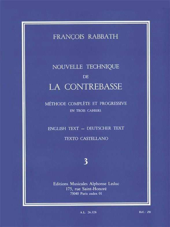 Nouvelle Technique de la Contrebasse - Volume 3 - François Rabbath
