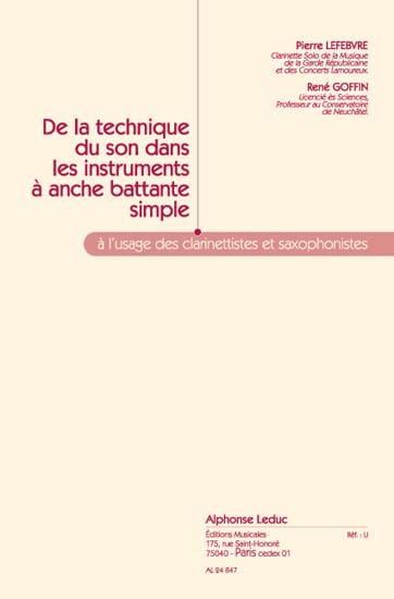 De La Technique Du Son Dans Lefebvre P. / Goffin Partition