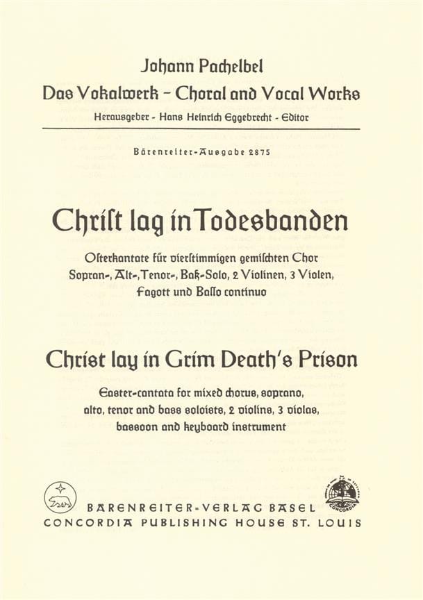 Christ lay in grim death's prison - score - PACHELBEL - Partition