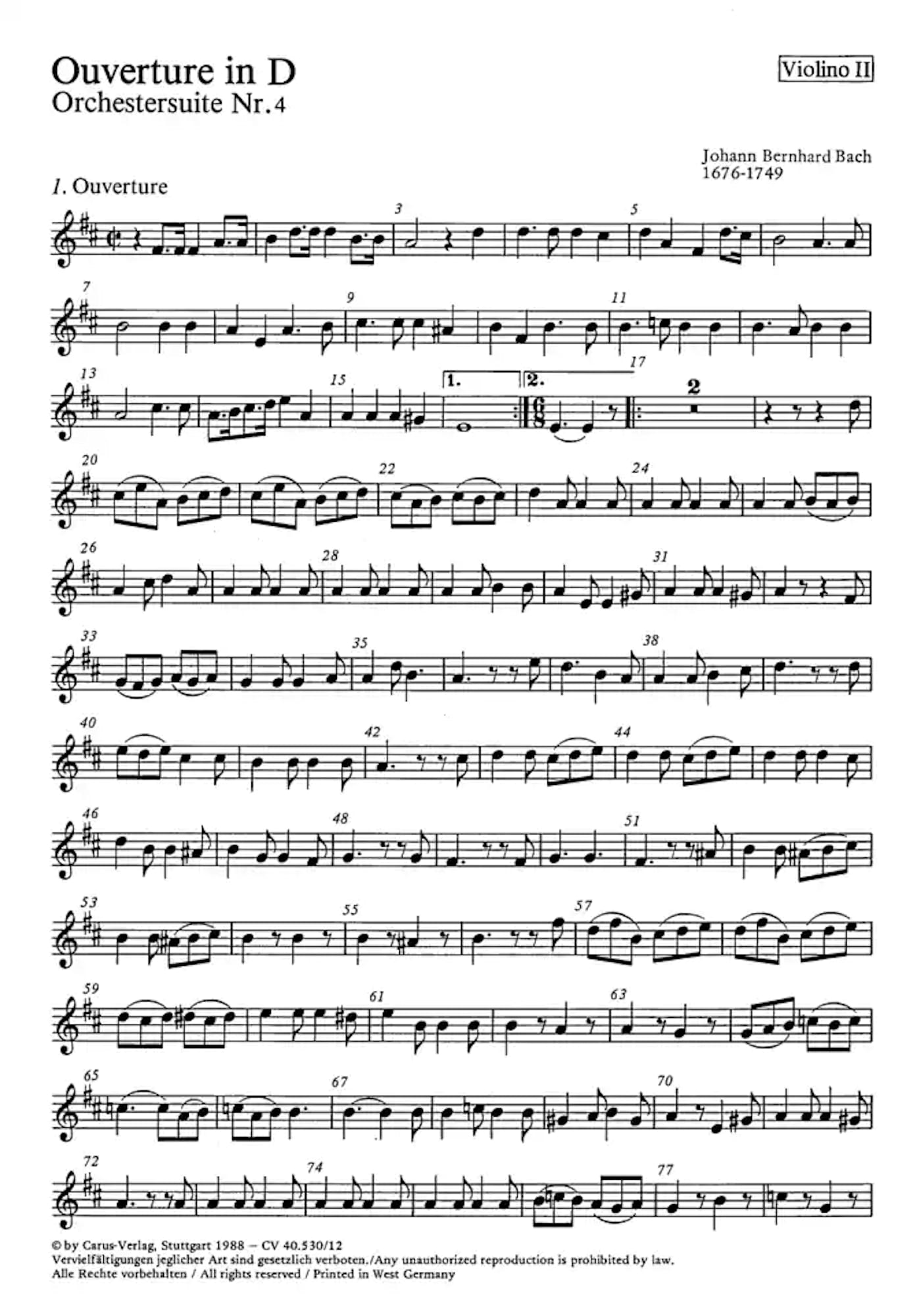 Orchestersuite Nr. 4 in D 999001183174 Partition MATÉRIELS D'ORCHESTRE