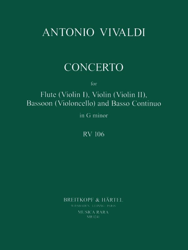 Concerto In G Minor Rv 106 P. 404 - Flute Violin Bassoon Bc - VIVALDI