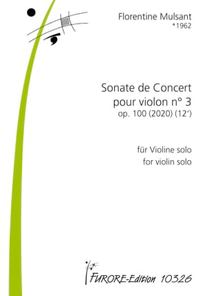 Sonate de Concert pour Violon n° 3 Florentine Mulsant Partition Violon