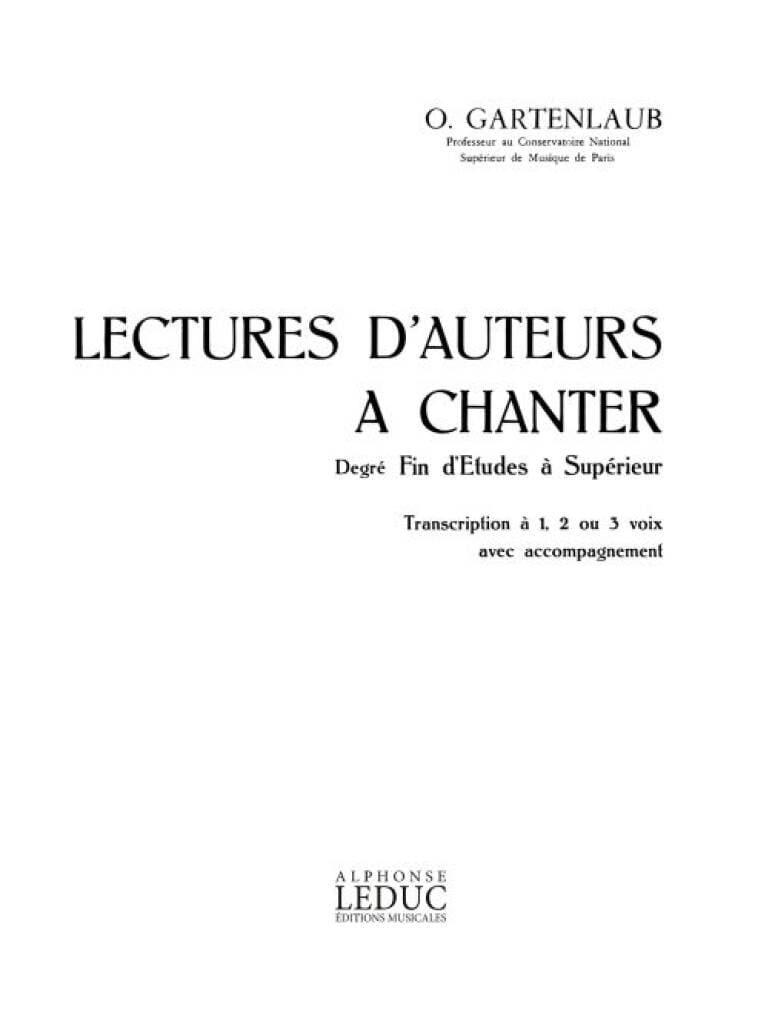 Lectures d'auteurs à chanter - Fin d'études à Supérieur
