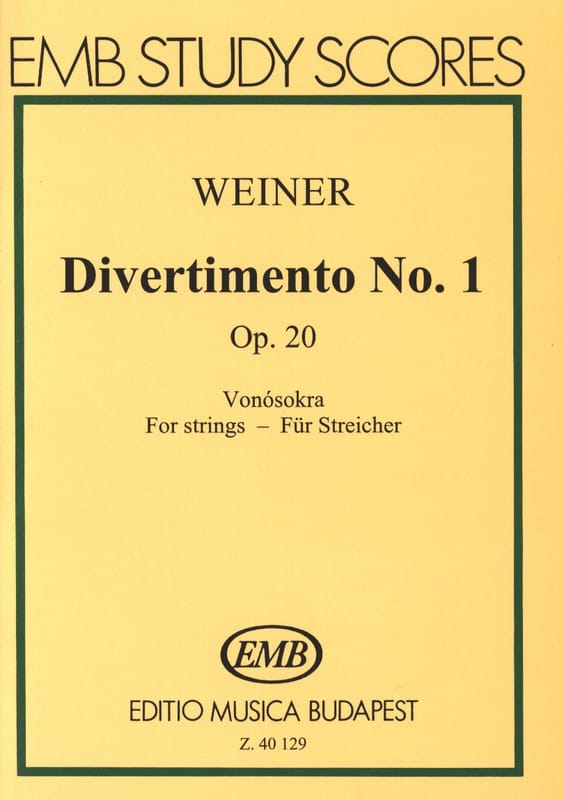 Divertimento n° 1 op. 20 Leo Weiner Partition Petit format