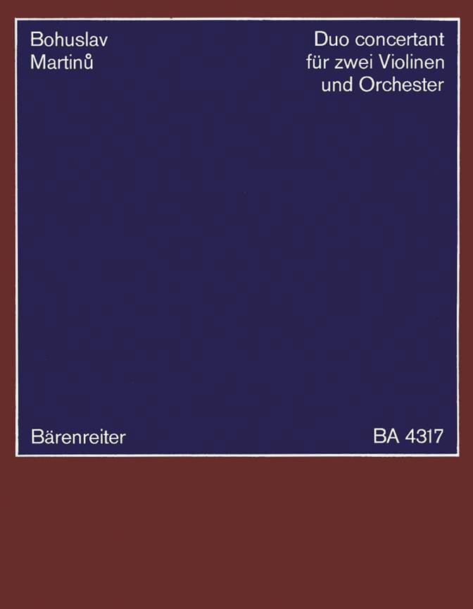 Duo concertant - Partitur MARTINU Partition Grand format
