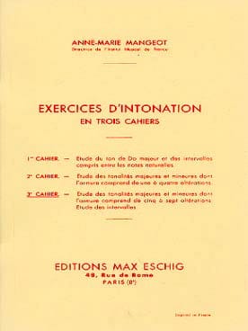 Exercices d'intonation - Cahier 3 - Anne-Marie Mangeot