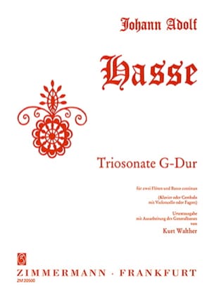Triosonate G-Dur - 2 Flöten Bc Johann Adolf Hasse Partition Trios