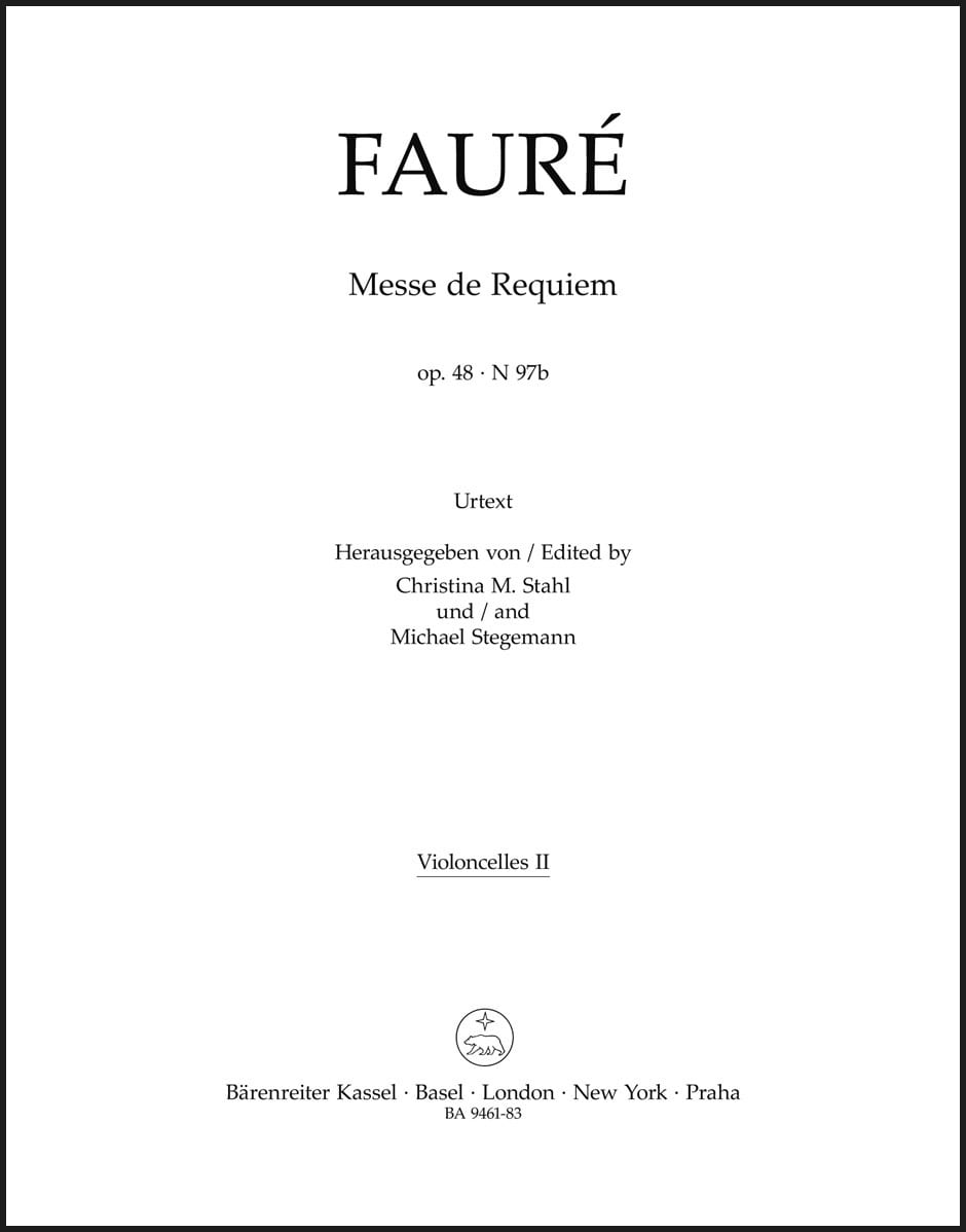 Messe de Requiem op. 48 - Cello 2 FAURÉ Partition