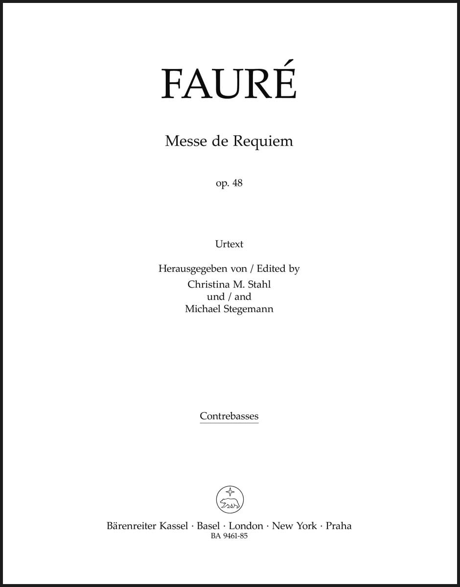 Messe de Requiem op. 48 - Contrebasse FAURÉ Partition