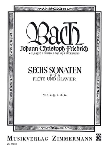 6 Sonaten Nr. 3 - Flöte Klavier - Johann Christoph Friedrich Bach