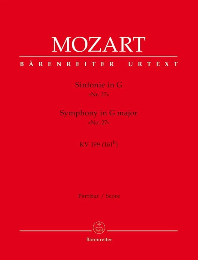 Symphonie en Sol Majeur, Kv 199 MOZART Partition Grand format