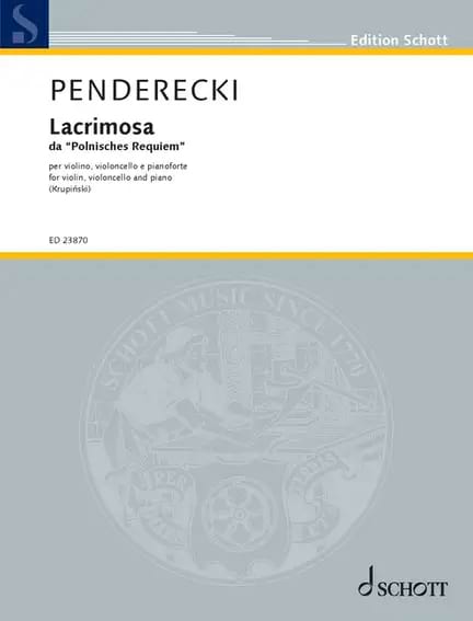 Lacrimosa - Violon, Violoncelle et piano - PENDERECKI - Partition