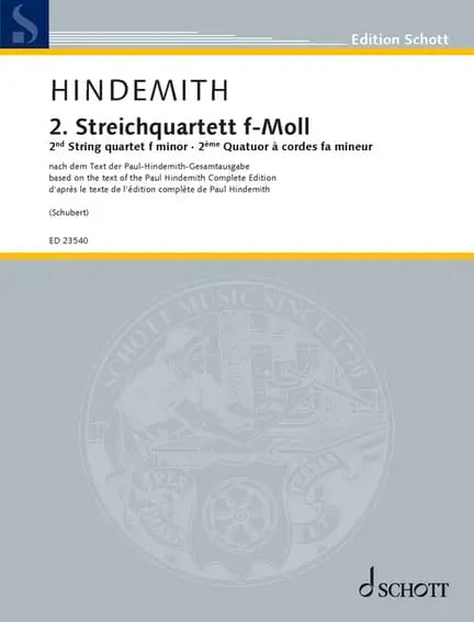 Quatuor à Cordes n° 2 HINDEMITH Partition Quatuors