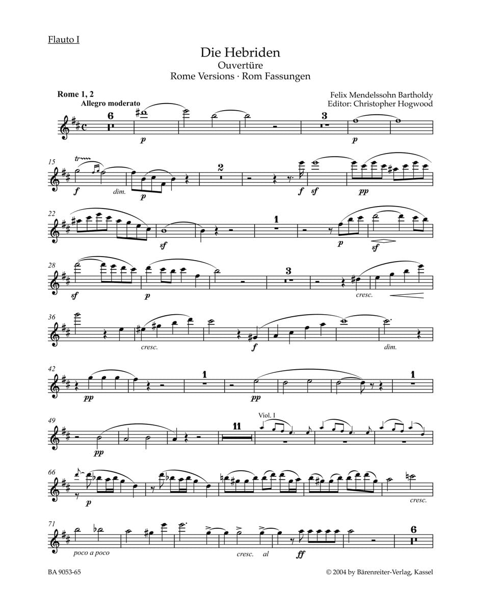 The Hebrides op. 26 Bartholdy Felix Mendelssohn Partition