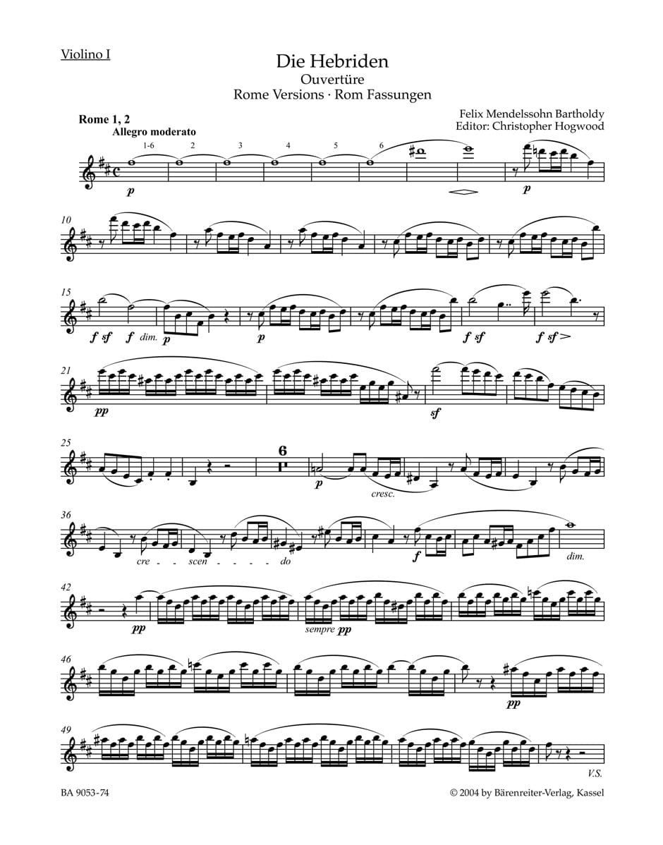 The Hebrides op. 26 Bartholdy Felix Mendelssohn Partition