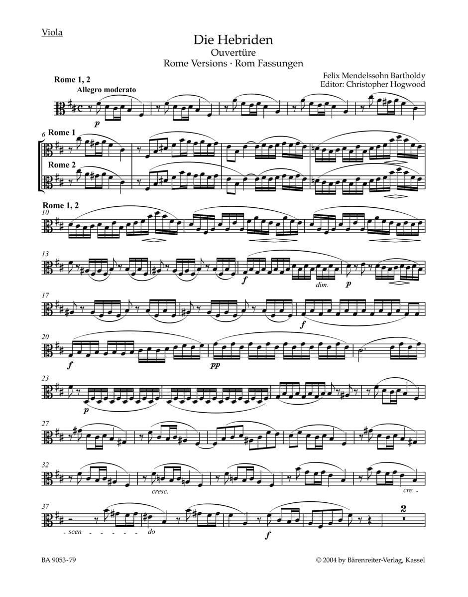 The Hebrides op. 26 Bartholdy Felix Mendelssohn Partition