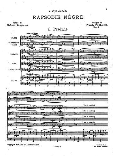 Rhapsodie Nègre - Conducteur - POULENC - Partition - Grand format