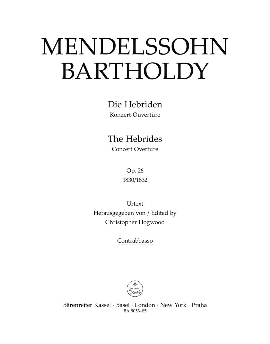 The Hebrides op. 26 Bartholdy Felix Mendelssohn Partition