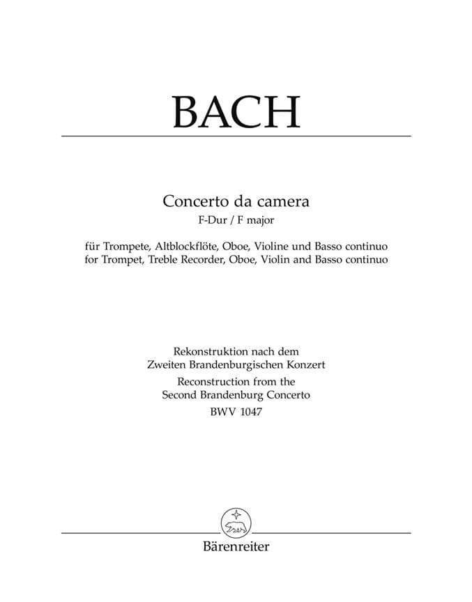 Concerto da Camera F-Dur - Trompete Altblockflöte Oboe Violine BC