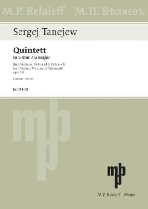 Quintette En Sol Maj. Op.14 Serge Taneieff Partition Grand format