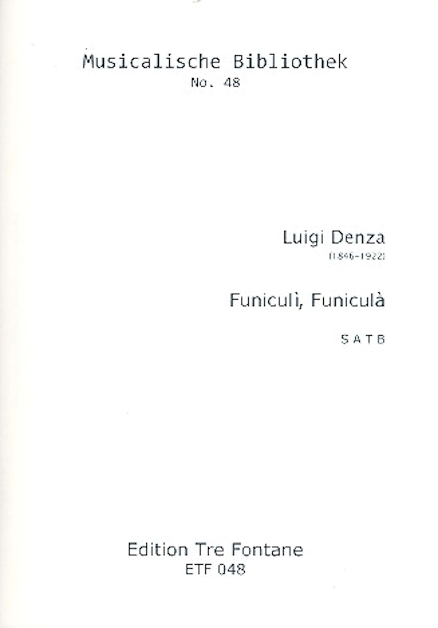 Funiculi Funicula Luigi Denza Partition
