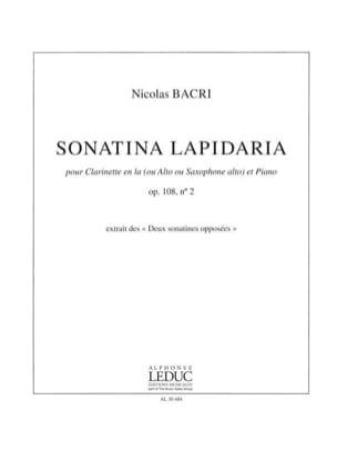 Sonatina Lapidaria Op.108 N°2 Nicolas Bacri Partition Clarinette
