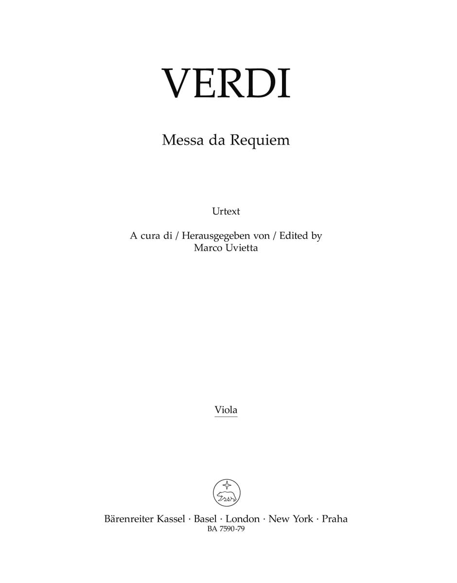 Messa da requiem - Viola VERDI Partition