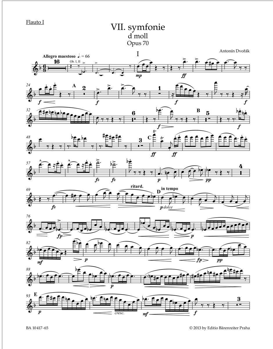 Symphony no. 7 in D minor op. 70 - Antonin Dvorak - Partition