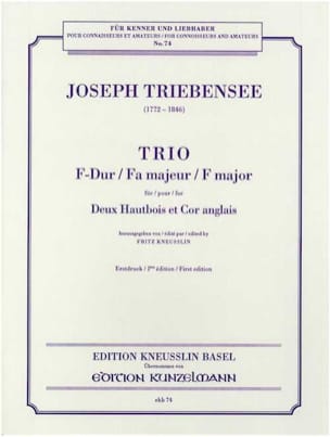Trio Fa majeur - 2 hautbois et cor anglais - Joseph Triebensee
