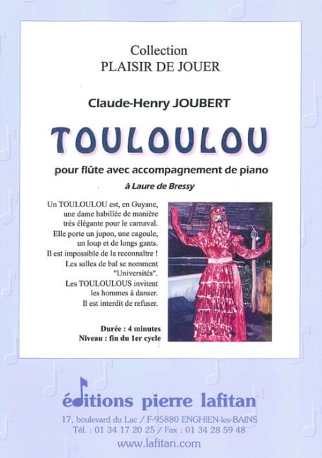 Touloulou - Claude-Henry Joubert - Partition - Flûte traversière