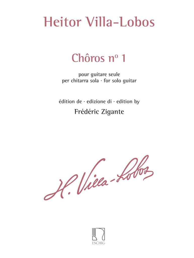 Chôros N° 1 VILLA-LOBOS Partition Guitare