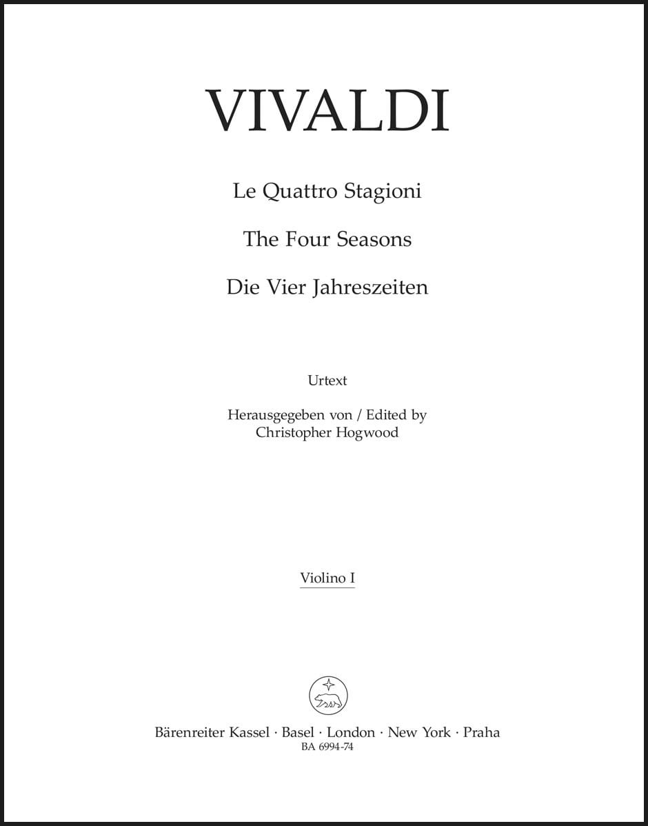 The Four Seasons VIVALDI Partition
