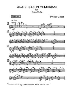 Arabesque in Memoriam Solo Flute GLASS Partition Flûte traversière