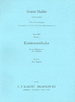 Kindertotenlieder - Score MAHLER Partition Grand format