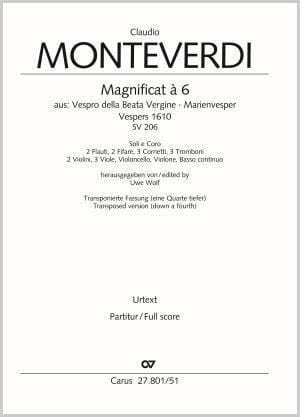 Magnificat à 6, SV 206 - Conducteur MONTEVERDI Partition Grand format