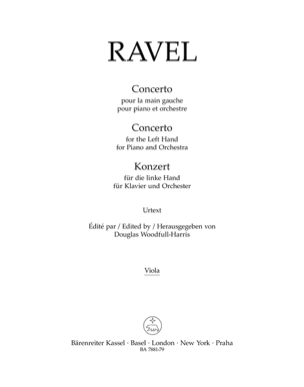 Concerto pour la main gauche RAVEL Partition MATÉRIELS D'ORCHESTRE