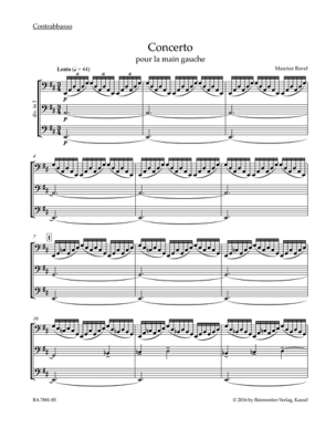 Concerto pour la main gauche RAVEL Partition MATÉRIELS D'ORCHESTRE