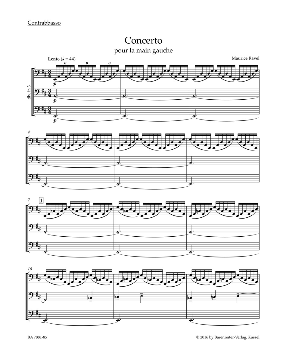 Concerto pour la main gauche RAVEL Partition MATÉRIELS D'ORCHESTRE