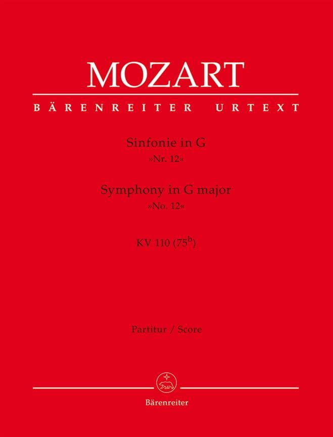 Symphonie N° 12 Kv 110 - Partitur MOZART Partition Grand format