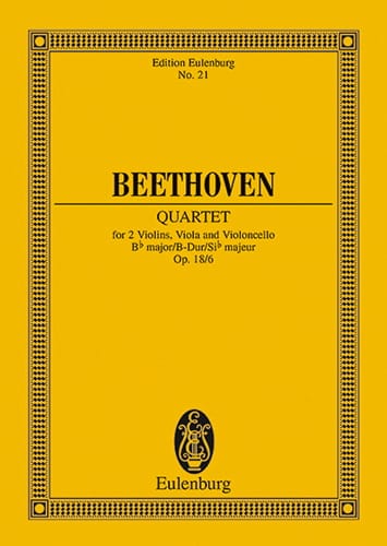 Streichquartett B-Dur op. 18/6 - Partitur - BEETHOVEN - Partition