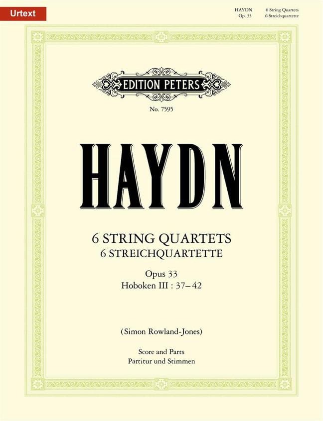 6 Streichquartette op. 33 - Partitur + Stimmen - HAYDN - Partition
