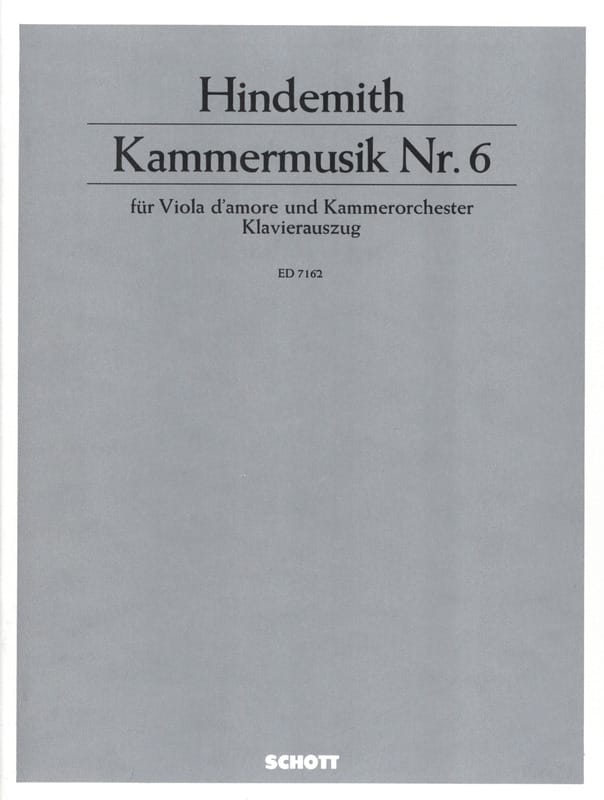 Kammermusik Nr. 6 - Viola d'amore Klavier - HINDEMITH - Partition